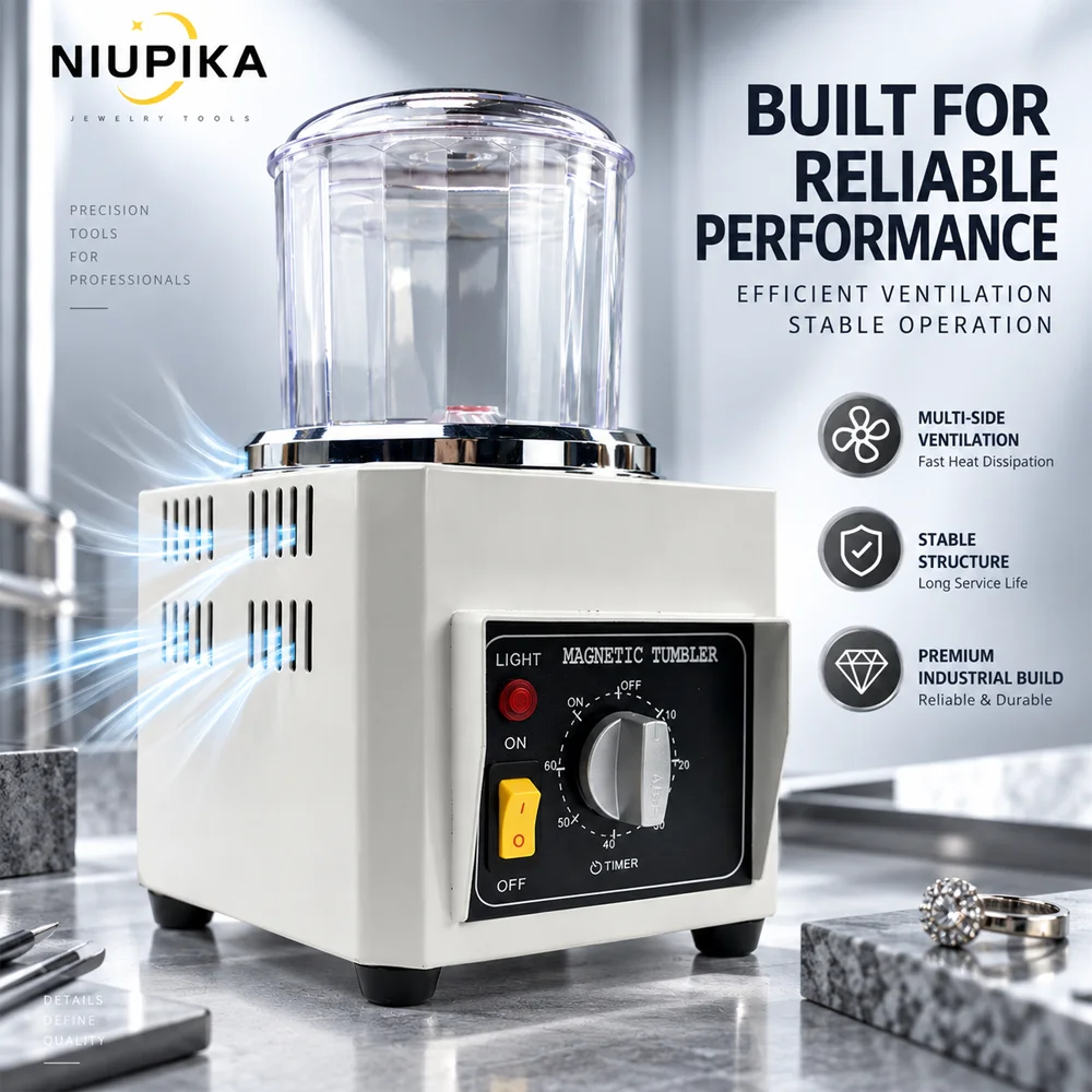 NIUPIKA Magnetic Tumbler Jewelry Polishing Machine KT90 Magnetic Pin Polisher 200g Needle Jewelry Cleaner Deburring Tool For Gol