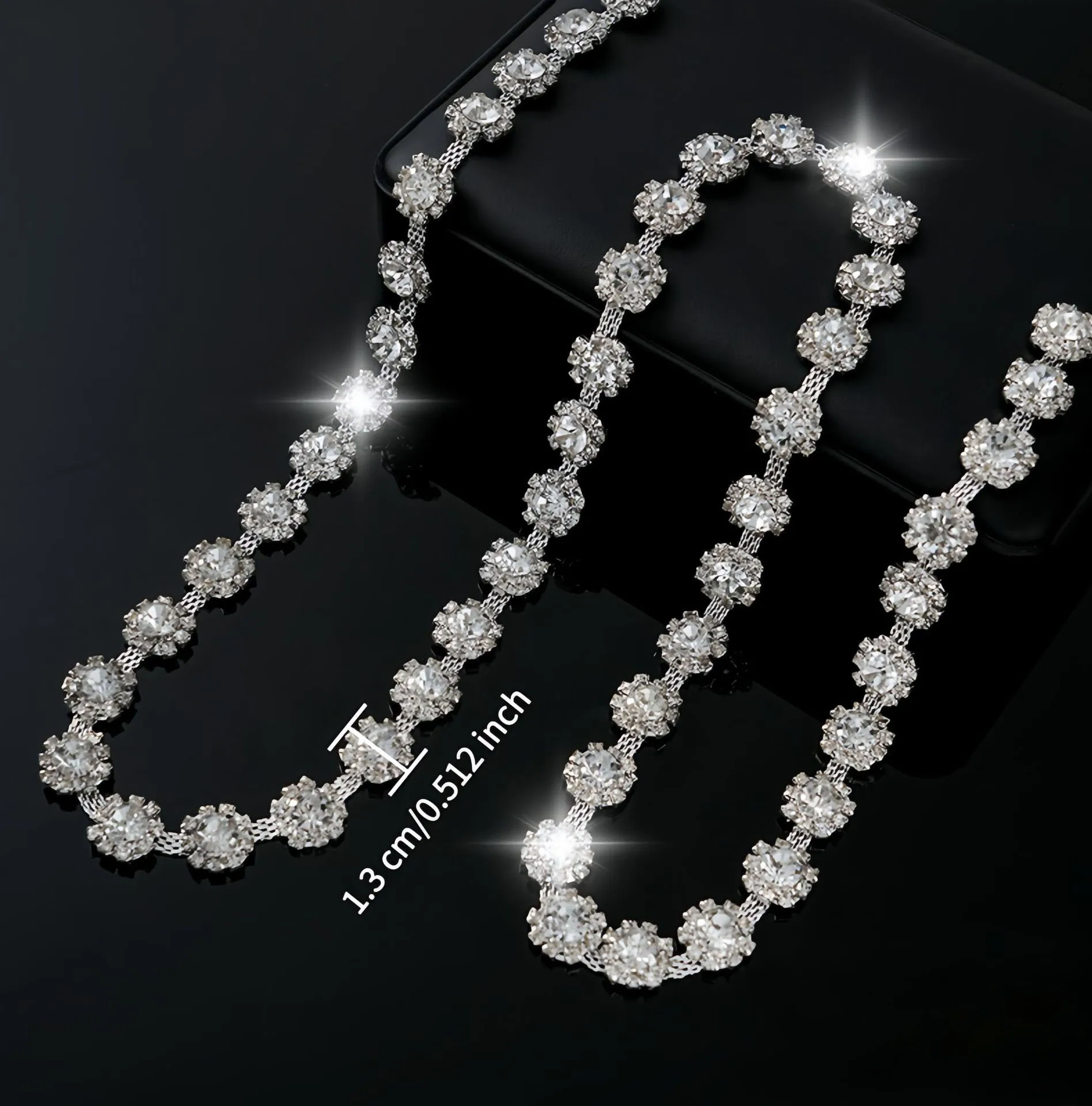 10 Yard Strass-Kette Kristall-Diamant-Accessoires DIY-Basteleien Hochzeitsdekoration Geschenk Sonnenblumenform Glänzendes Strass-Band – Detail 7