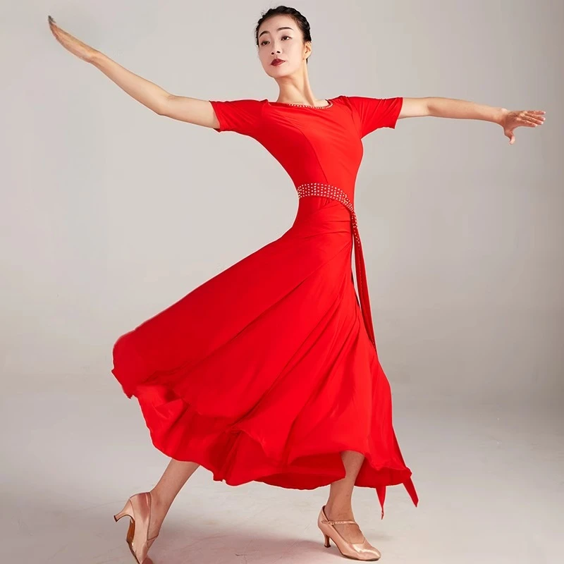New Ballroom Dance Modern Dress Competition Performance Costumes Women National Standard Waltz Tango Practice Wear Spanish Dress