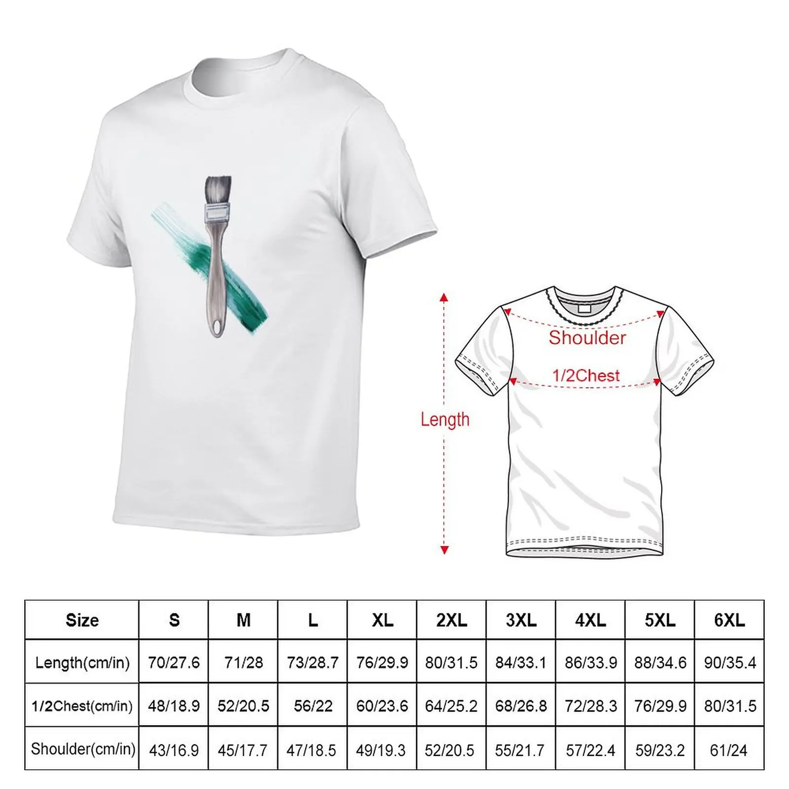 Paint Brush with Green Paint Stroke T-Shirt Fitness Training Breathable Tee