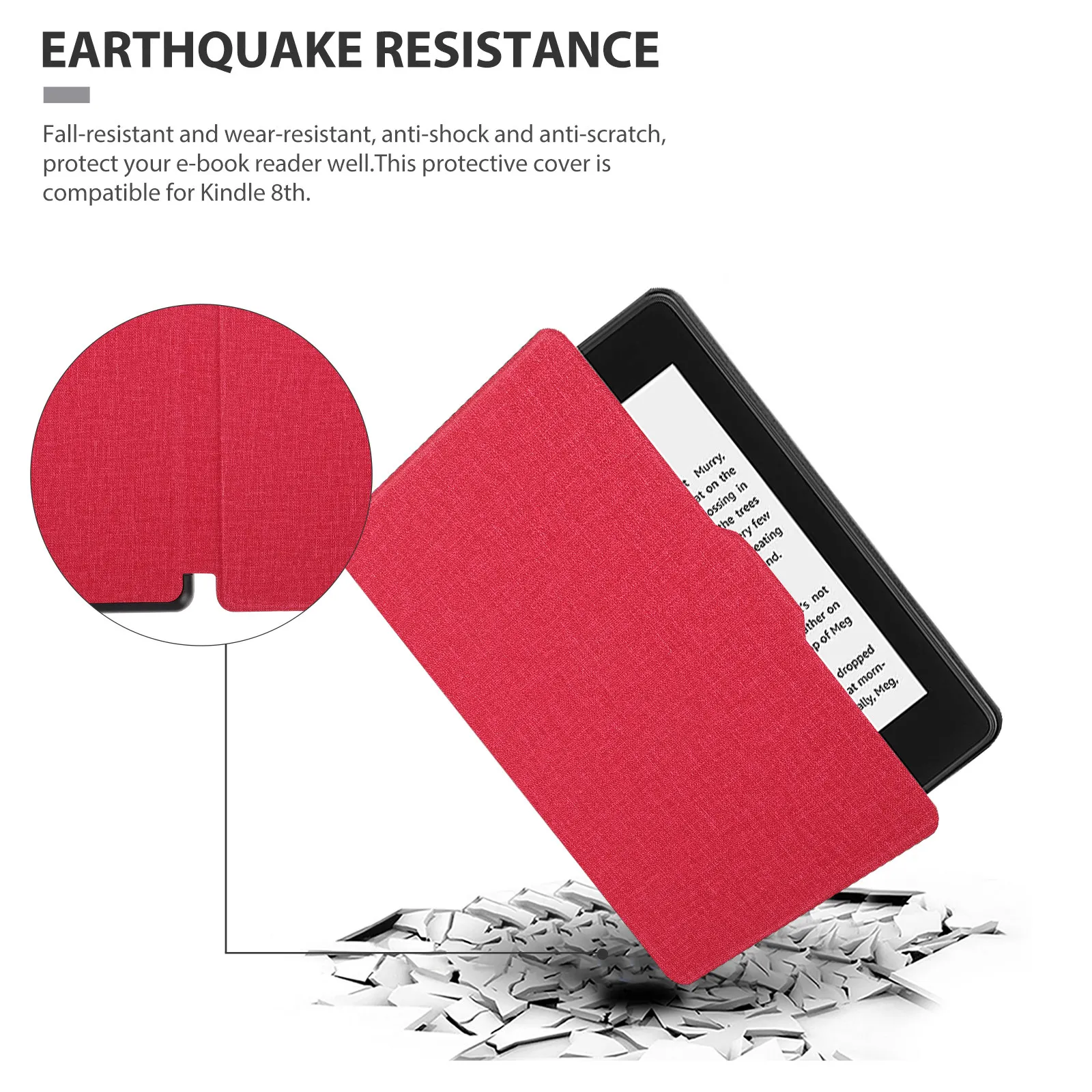 

Wake Cover for 8Th Ebook Reader Protective Case Fall-Resistant Wear-Resistant Tpu Oxford Cloth Material Slim