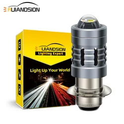 30W 1200LM H6 BA20D LED Motorcycle Headlight Bulb P15D-25-3 Hi-Lo Beam 6000K White CSP AC/DC 12-80V with Fan for 50cc Scooter