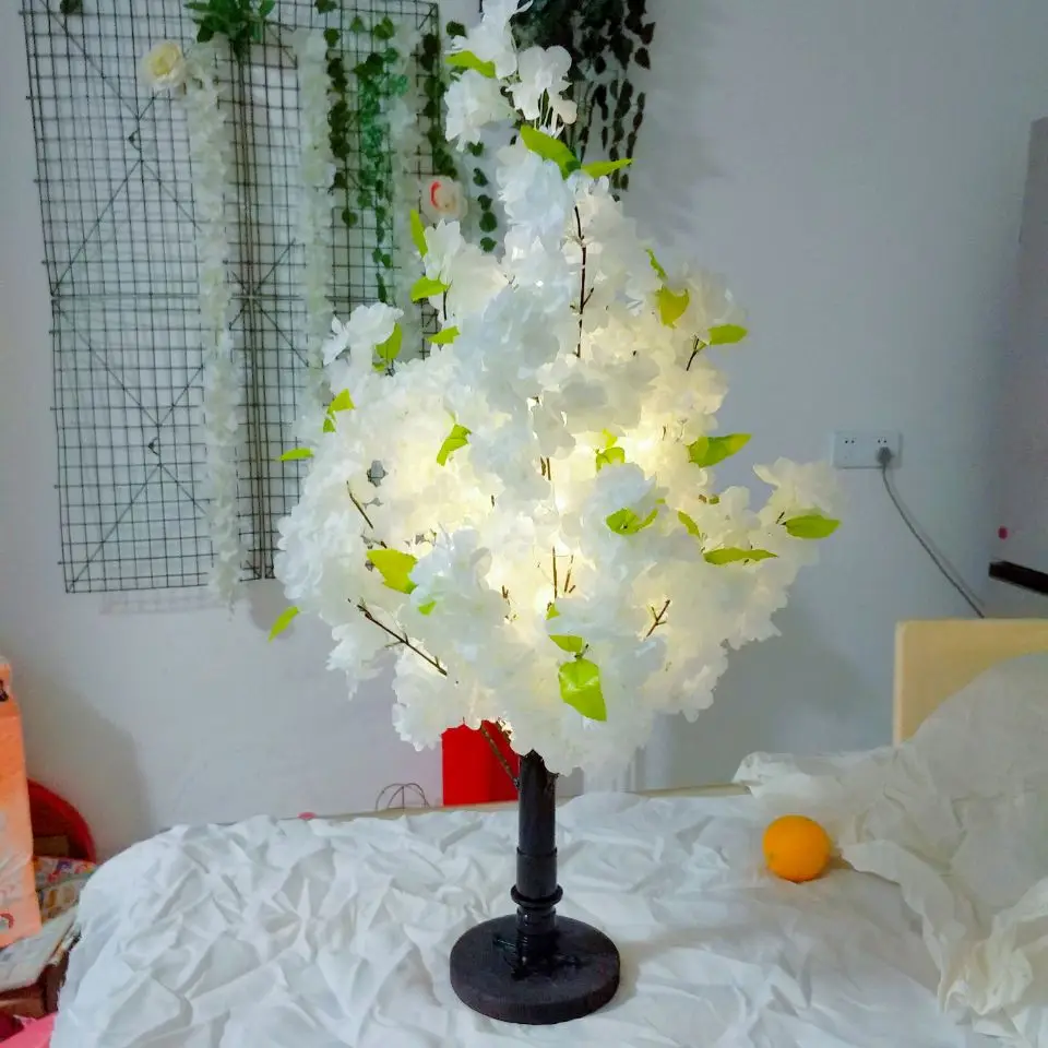 

Party Holiday Home Decoration Artificial Cherry Flower Plant Potting With Luminous Lights String Christmas Trees For Wedding