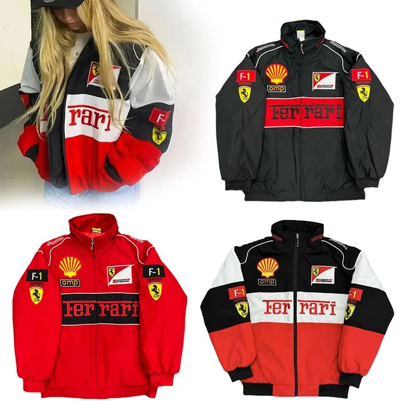 Lettera di moda americana ricamata unisex oversize ​ ​ Giacca uniforme da baseball per Ferrari SP1 812 F40 SF90 458 488 599 612 F12
