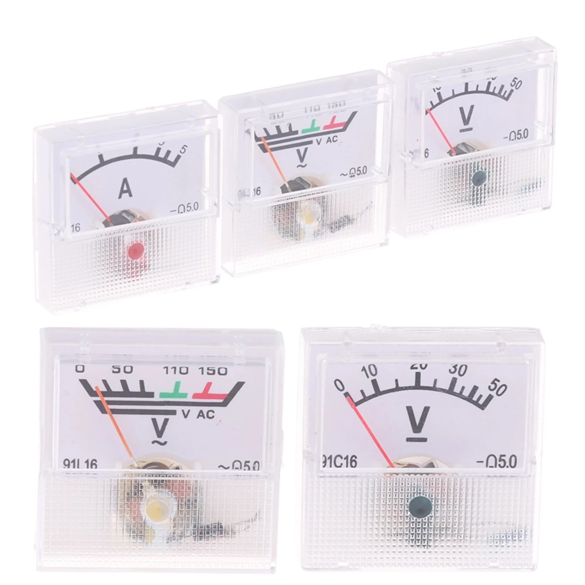 AC150-300V DC10-250V DC 5-75A Ammeter Multifunctional Mini Voltage Current Meter Tester Analog Pointer Volt Ammeter Panel Meter