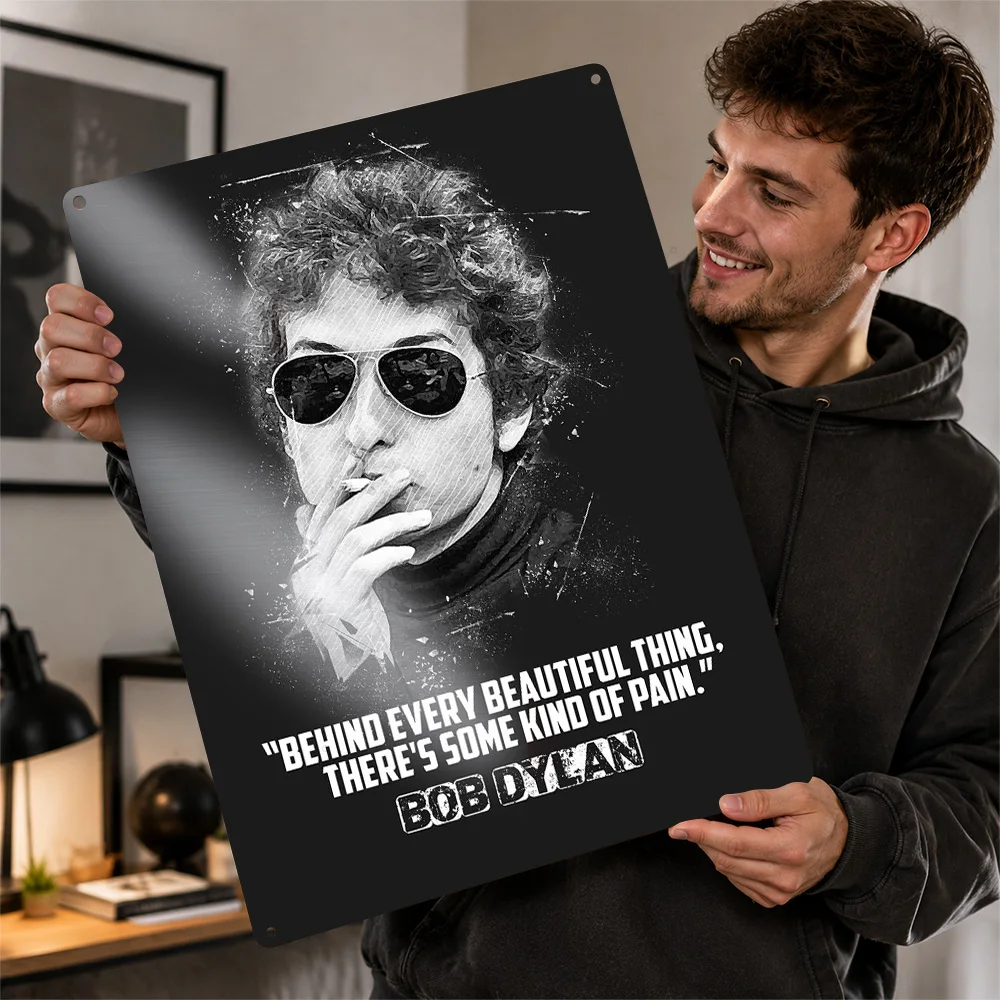 Bob Dylan Textured Poster Customized Metal Tin Sign Rock Legend Tribute Wall Art Makes A Thoughtful Gift For Guitar Collectors