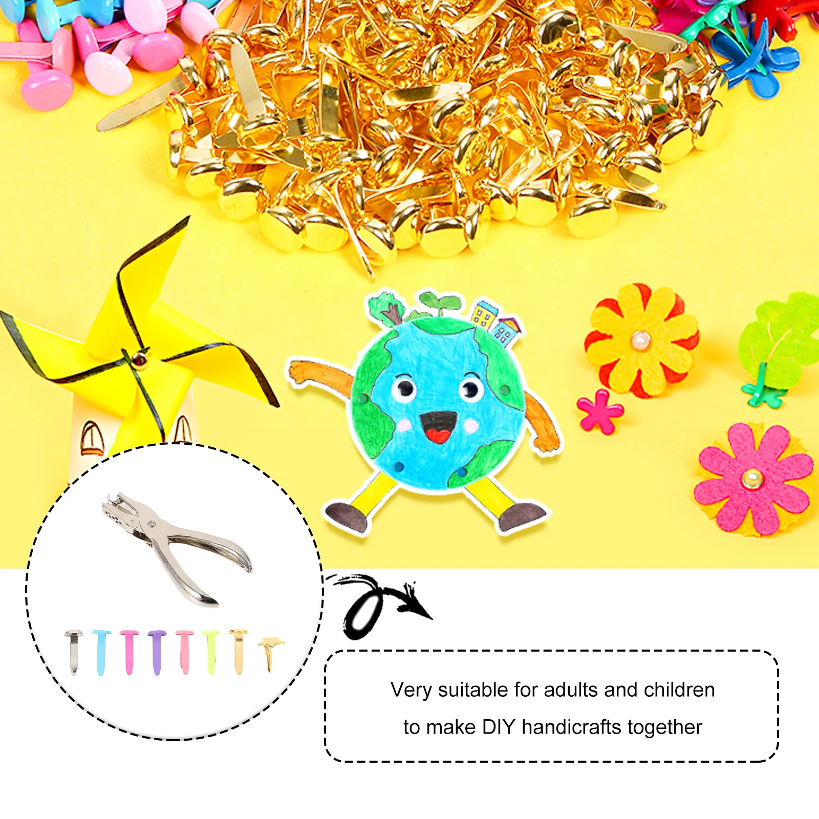 

400pcs Two Prong Paper Fasteners Hole Puncher For Diy Craft Art Projects Alloy Brads Replacement Mini Claw Fasteners Crafting
