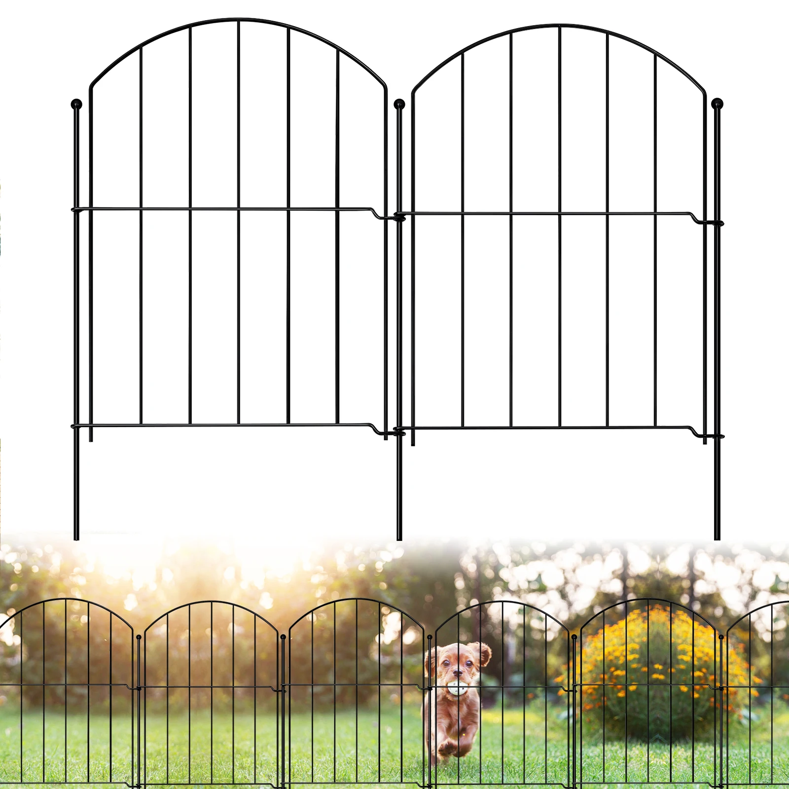 

25 шт., 17 x 11,4 дюйма, декоративный забор, арочный забор - легко разбирается, установка без копания, металлический садовый забор, бордюр для цветочной кровати