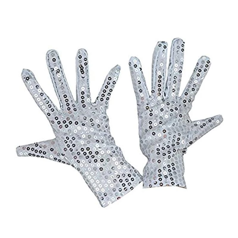 

652F Internet Celebrity Gloves Fashion Stage Sequins Short Glove Black Silver Red Yellow Blue Shinning Mittens