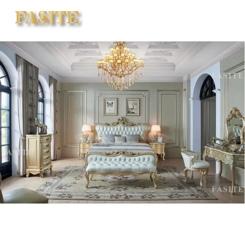 For Queen Size Bedroom Furniture Set Classical European Luxury Princess Style High Quality Home Decor