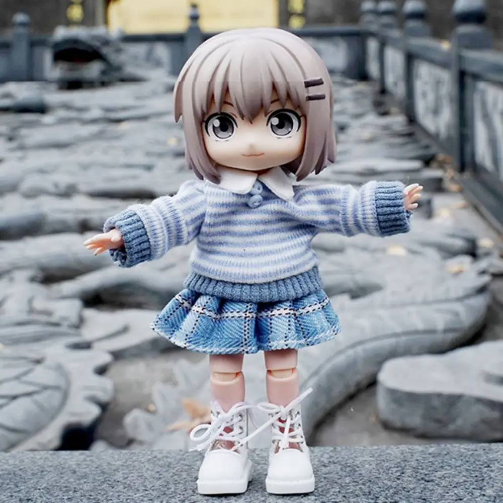 

Handmade Doll Clothes Cute DIY Mini Stripe Sweater Fashion Replaceable Doll Skirts Set For 1/11 OB11 Dolls/for 1/12 Bjd Dolls