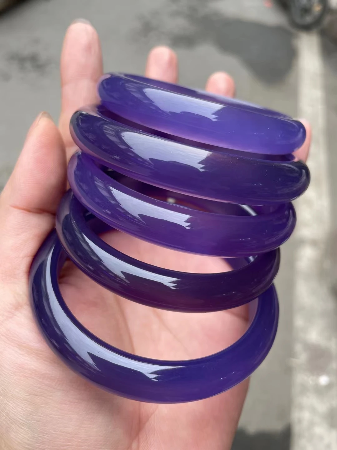 

Eggplant Purple New Fine Jade Bangles Natural Chalcedony Agate Bracelet Top Quality Jewelry Accessories Lucky Holiday Gift