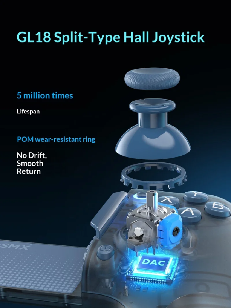 EasySMX M20 Stretching Game Controller Hall Effect Linear Trigger 260g Lightweight Type-c GL18 Split Joystick Bluetooth gamepads