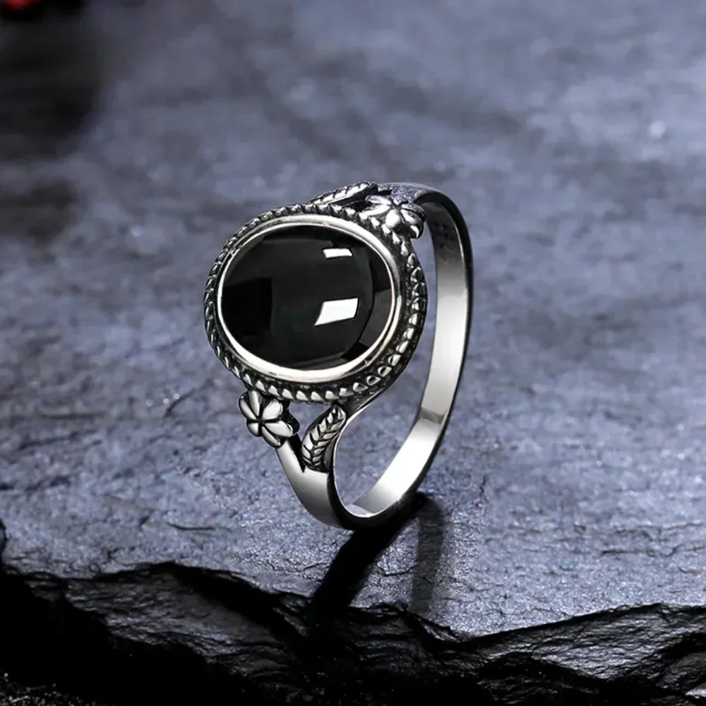 Anillo de dedo de piedra de ojo de tigre Natural de Plata de Ley 925 de 8x10mm para mujer, regalo, joyería de moda con forma de flor