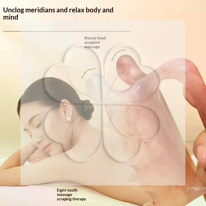 1PCS Double Push Resin Massage Comb Back Waist Gua Sha Device Shoulder Neck Gua Sha Stick Meridian Dredging Stick Massage Tool