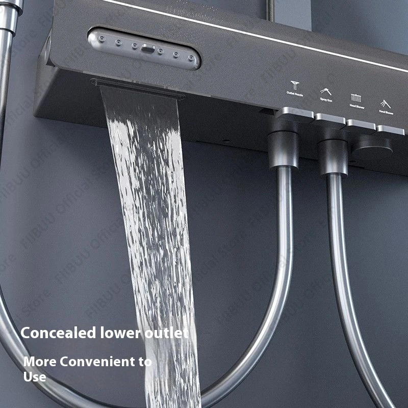 디지털 온도 디스플레이 샤워 세트 압력 마사지 샤워 시스템 멀티 모드 샤워 헤드 휴대용 스프레이 욕실 액세서리