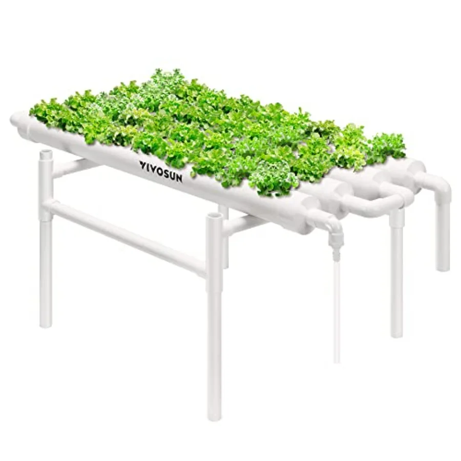 

Hydroponic Grow Kit 1 Layer 36 Plant Sites Food-Grade PVC-U Pipes with Water Pump and Timer for Leafy Vegetables Indoor Gardeni