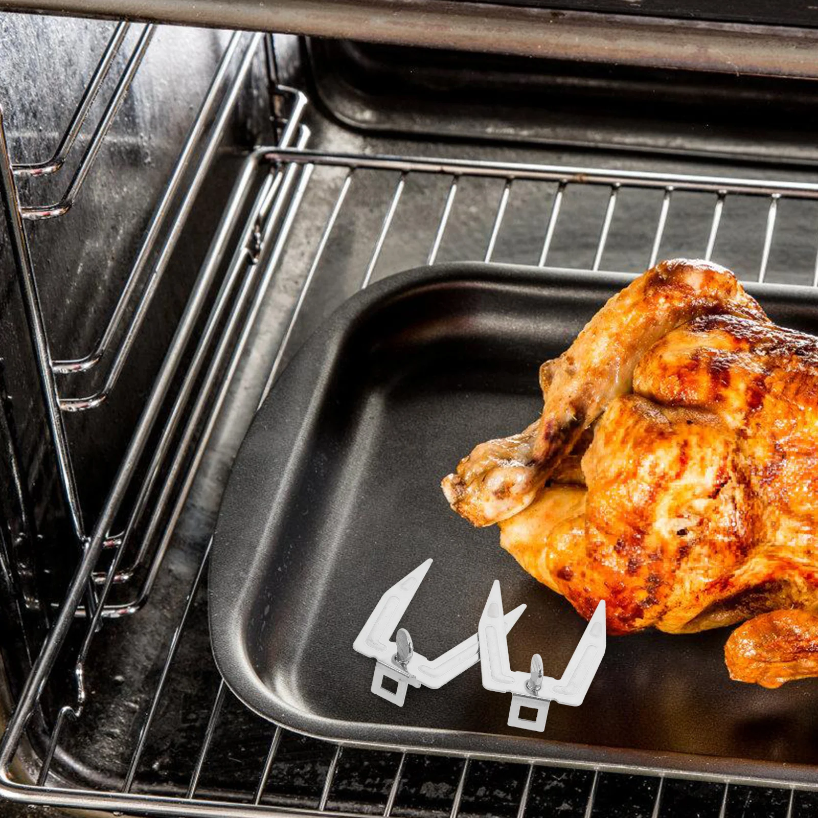 

2pcs Stainless Steel Roast Chicken Fork For Air Fryer Oven Rotating Grill Meat Fish Cooking Kitchen Supply Bbq Forks