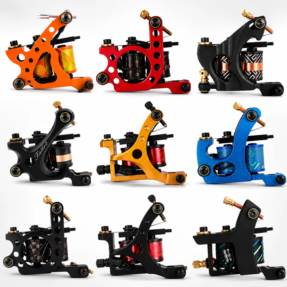 

Professional Coil Tattoo Machine Gun Iron Frame 10 Wraps Coils Tattoo Gun for Lining and Shading Tattoo Training Accessories