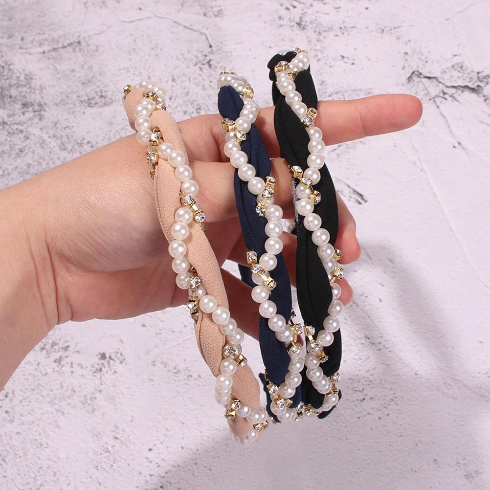 

3 Pcs Faux Pearl Headband Hair Hoop Women Headbands Fashion Fashionable Versatile