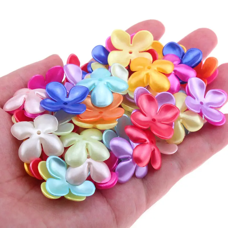 27MM Four Petal Flower Shape Decorative Clothing Acrylic Beads For Jewelry Making Necklaces Bracelets Diy Handmade Accessories