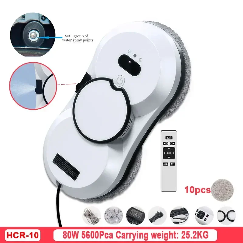 Automatic High-Rise Window Cleaning Robot, Dual-Sided Water Spray Glass Cleaner with Brushless Motor, Skyscraper Home/Office