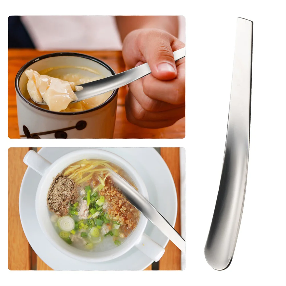 5 Pcs Egg Custard Simple Spoon Food Serving Spoons Cake Party Silver Coffee