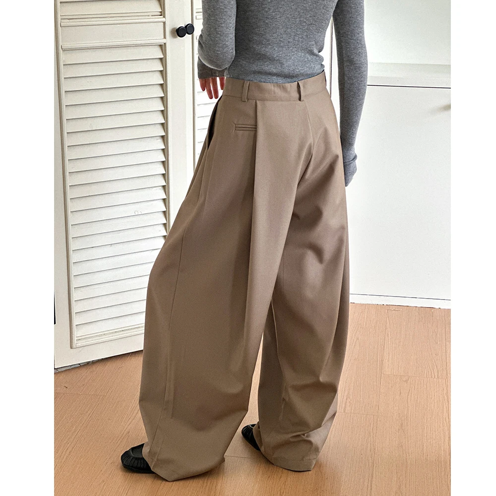 2025 Women Spring Fashion Big Wide Leg Pants High Waist Pleated Design Fashion Clothes Pants Female Trousers