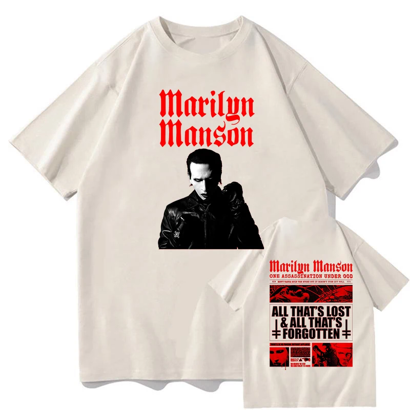 2025 Marilyn Manson T-Shirt / Men's Women's Fans Pure Cotton Tops Tee Summer Unisex Fashion Casual  Aesthetic Graphic Streetwear