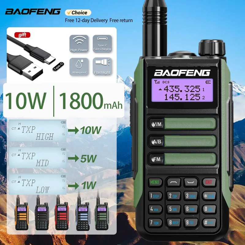 Baofeng UV16Pro V2 50KM CB Ham Radio Station Two Way Amateur VHF Powerful 10Watts UV16 Walkie Talkie Hunting Radios