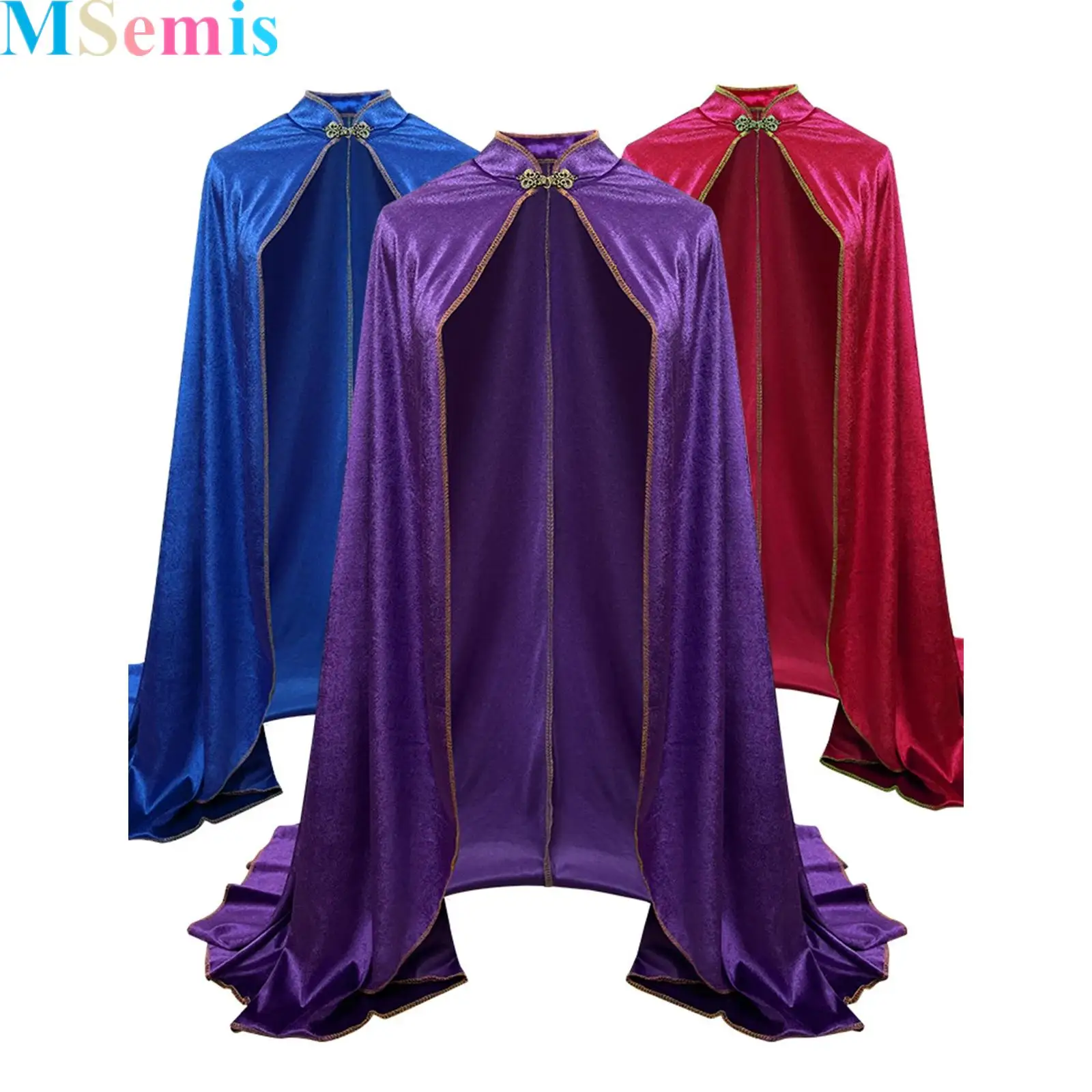 

Unisex Adults Medieval Velvet Cloak Stand Collar Renaissance Cape for Halloween Themed Party Cosplay Stage Performance