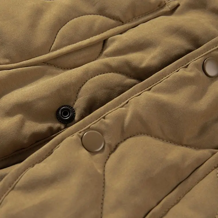 Men's Casual Cotton Jacket Silk Cotton Fill Retro M65 Inner Vest Winter Outerwear Coat Loose Fit Polyester Fiber Waterproof