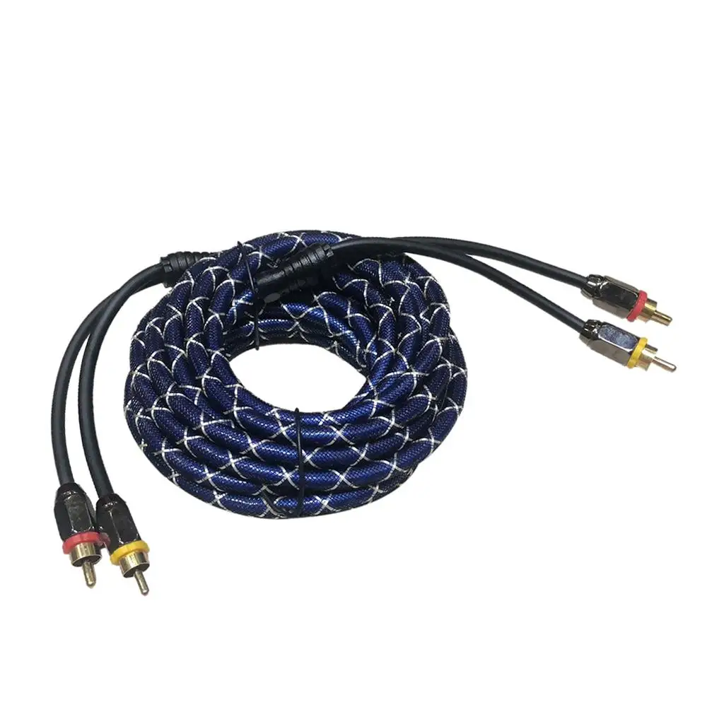 Car Audio RCA Phono Lead Oxygen Free Copper Noise Rejection Speaker Wire for Car Radio Plug System