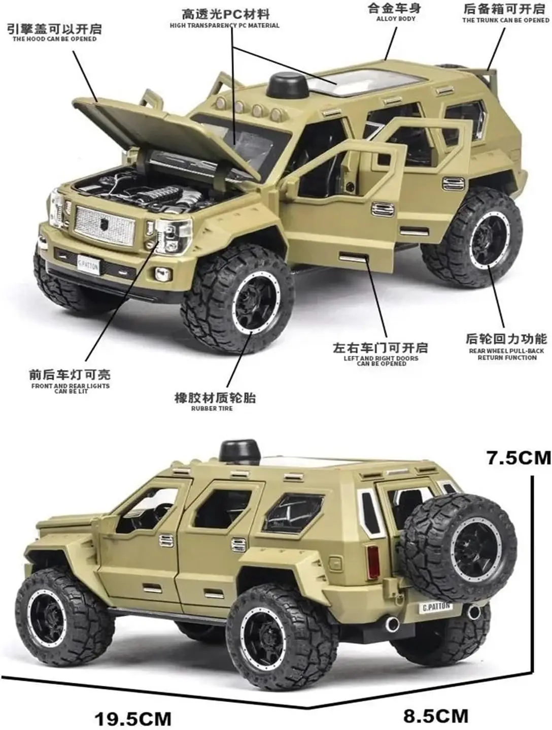 1:24 for Car with Acousto-Optic Model Alloy Car Model Pull Back Children's Toy Collectibles Vehicles Kit(Black)