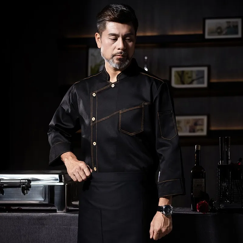 Roupas de trabalho do chef manga longa outono inverno restaurante cozinha ocidental cozinha catering cantina cozimento bolo pão pano