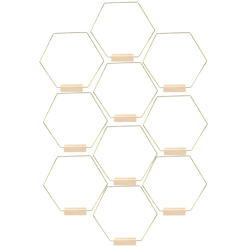 

10Pcs Hexagon Metal Wreath Hoops Floral Rings DIY Wedding Garland Table Centerpiece Decoration Frame Arch Backdrop Cover