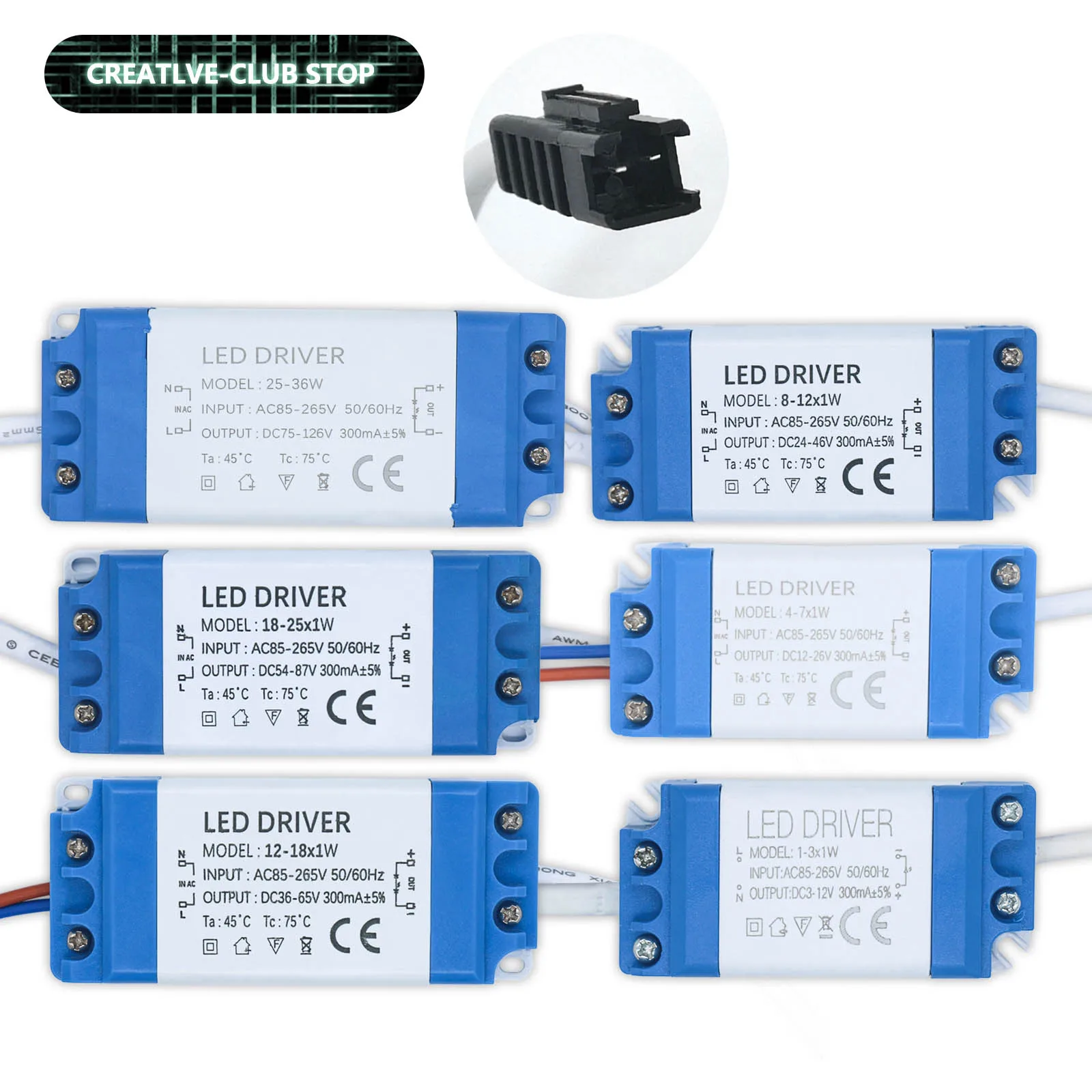 fonte de alimentacao led driver 300ma 3w 8w 10w 15w 18w 20w 30w 36w corrente constante controle automatico de tensao transformadores de iluminacao 01