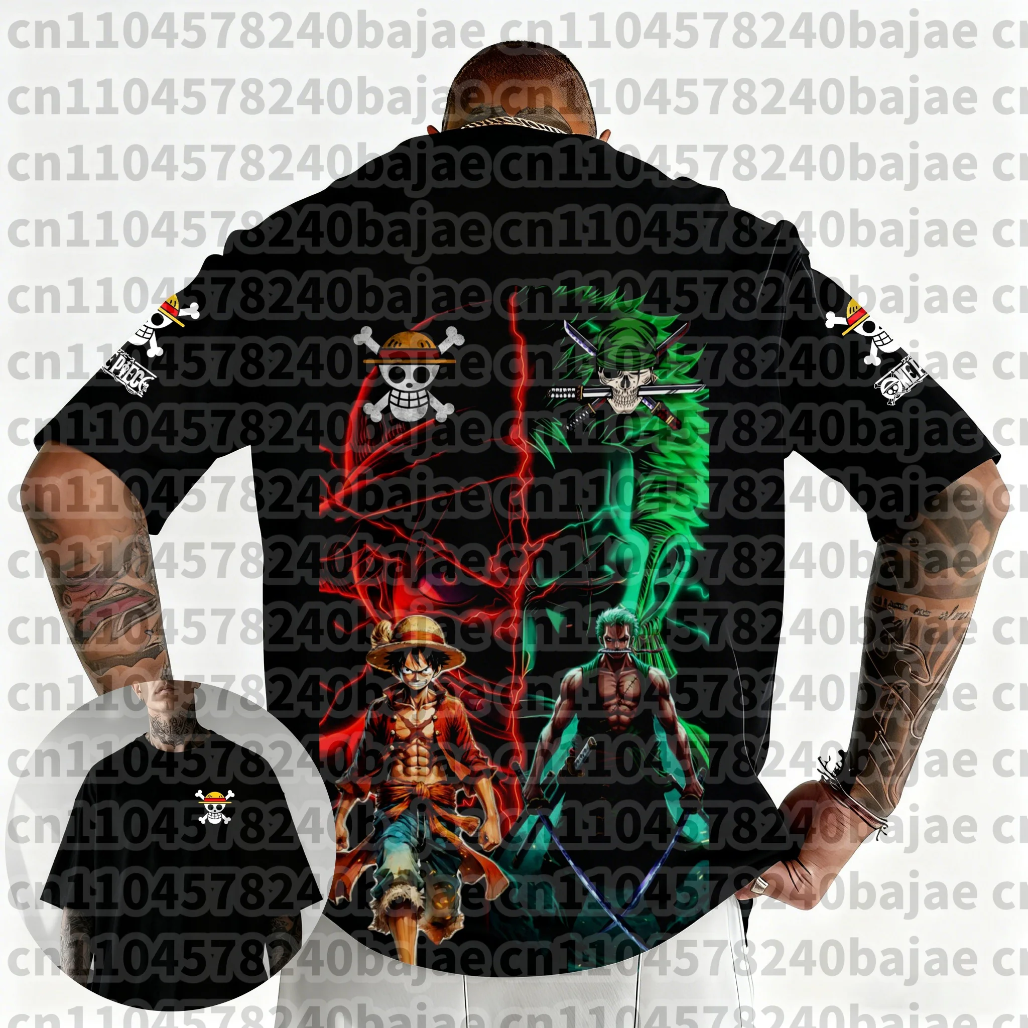 One Piece Japanisches Anime Bedrucktes Herren-T-Shirt Roronoa Zoro Jungen Kinder Harajuku Kurzarm Kinder Luffy T-Shirt Kleidung