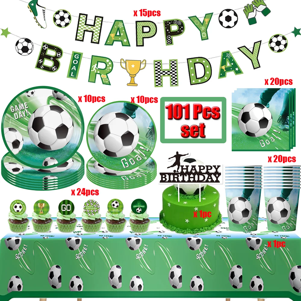 

Hot Soccer Football Party Decorations Foil Balloons Disposable Party Tableware Tablecloths Plates Cups Baby Shower Supplies