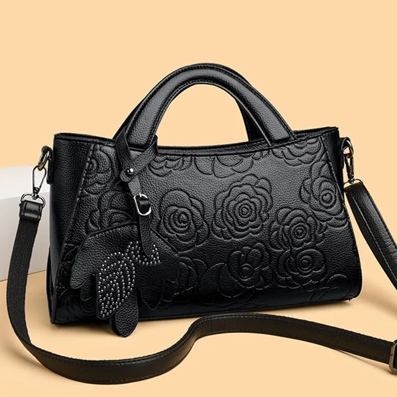 

2024 Роскошная классическая женская сумка-тоут с тиснением, модельерская сумка с цветочным узором, элегантная сумка через плечо с камелией