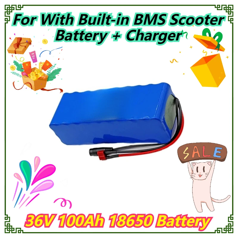 

36V 100Ah 18650 Battery For With Built-in BMS Scooter Battery + Charger