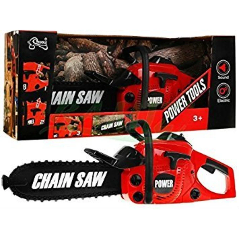 WizKidz Toy Chainsaw for Kids Electric Pretend Play Set with Rotating Chain & Realistic Sounds Outdoor Preschool Tool Toy Gift