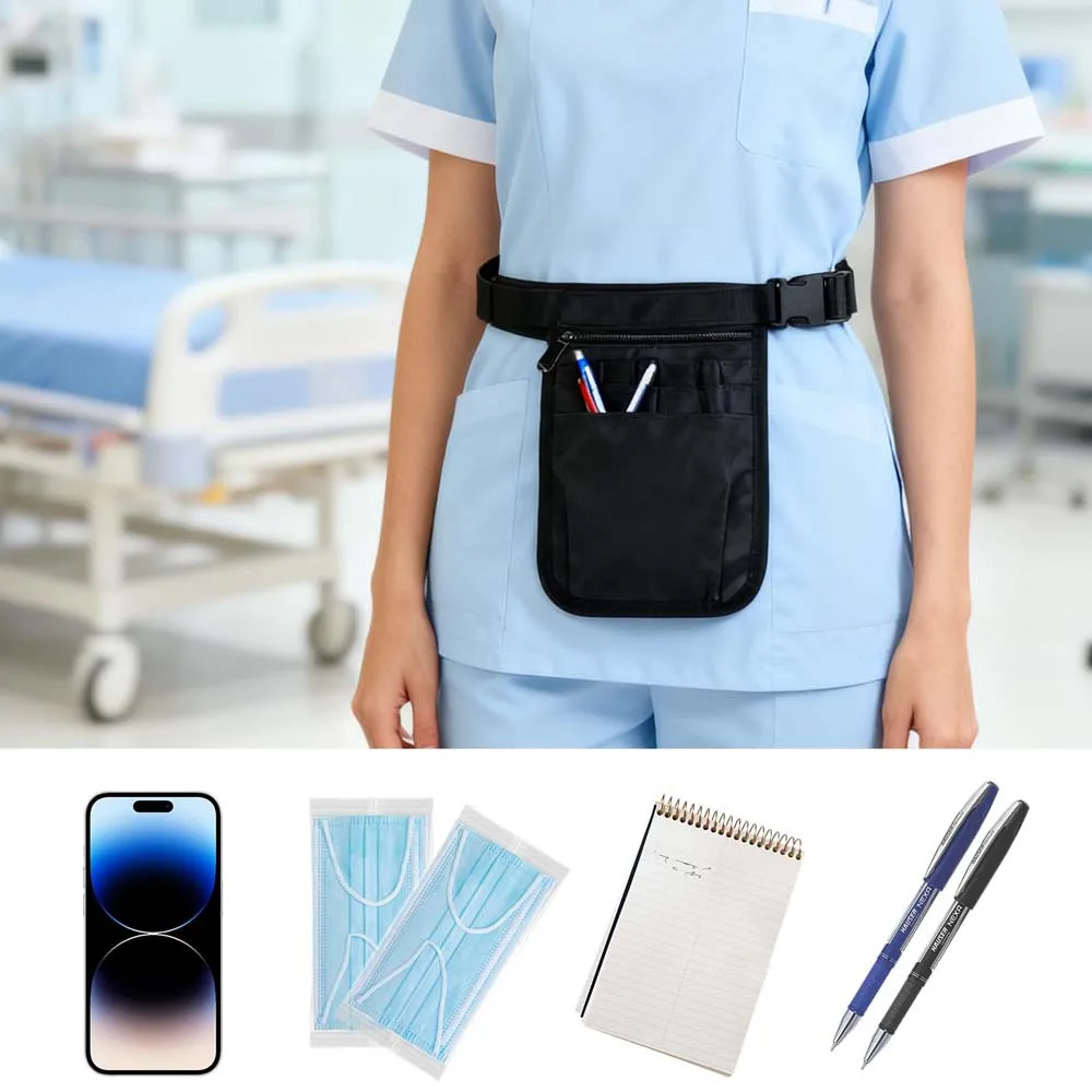 ممرضة الخصر حقيبة متعددة الوظائف أداة تخزين الخصر حقيبة الحلاق أداة فرشاة للمكياج حقيبة التخزين سعة كبيرة حزام خصر قابل للتعديل