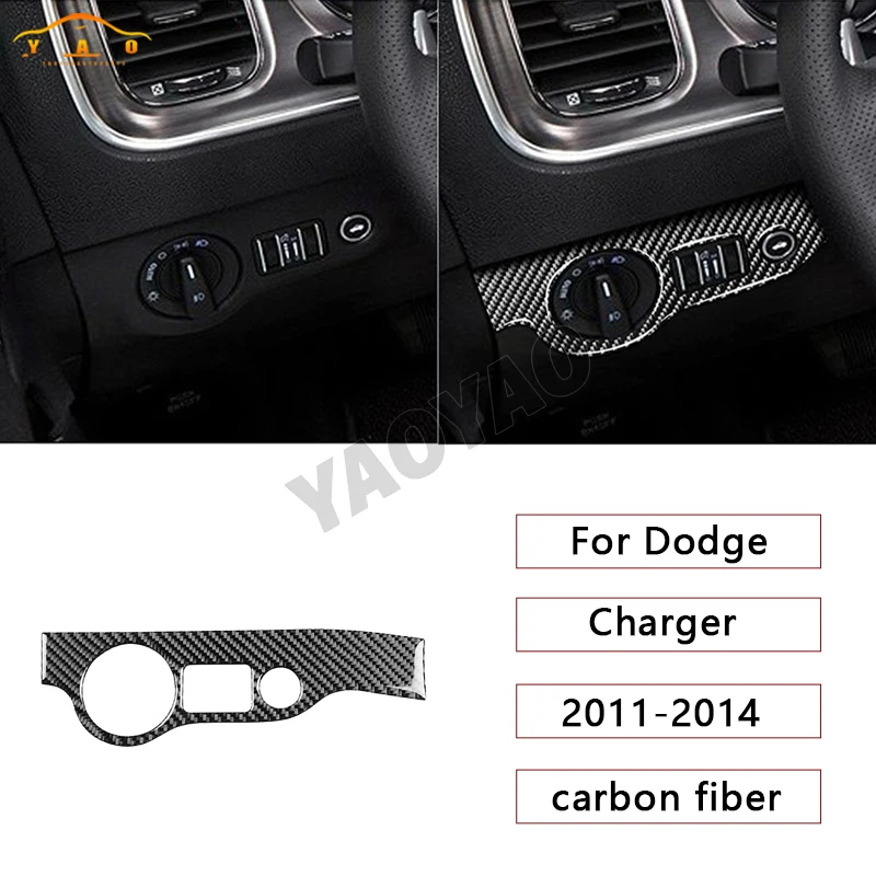 

Carbon Fiber Headlamp Button Switch Decoration Sticker For Dodge Charger 2011-2014