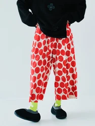 IMAKOKONI original design red Polka dot elastic waist nine-point pants summer pocket casual fashion pants 223837