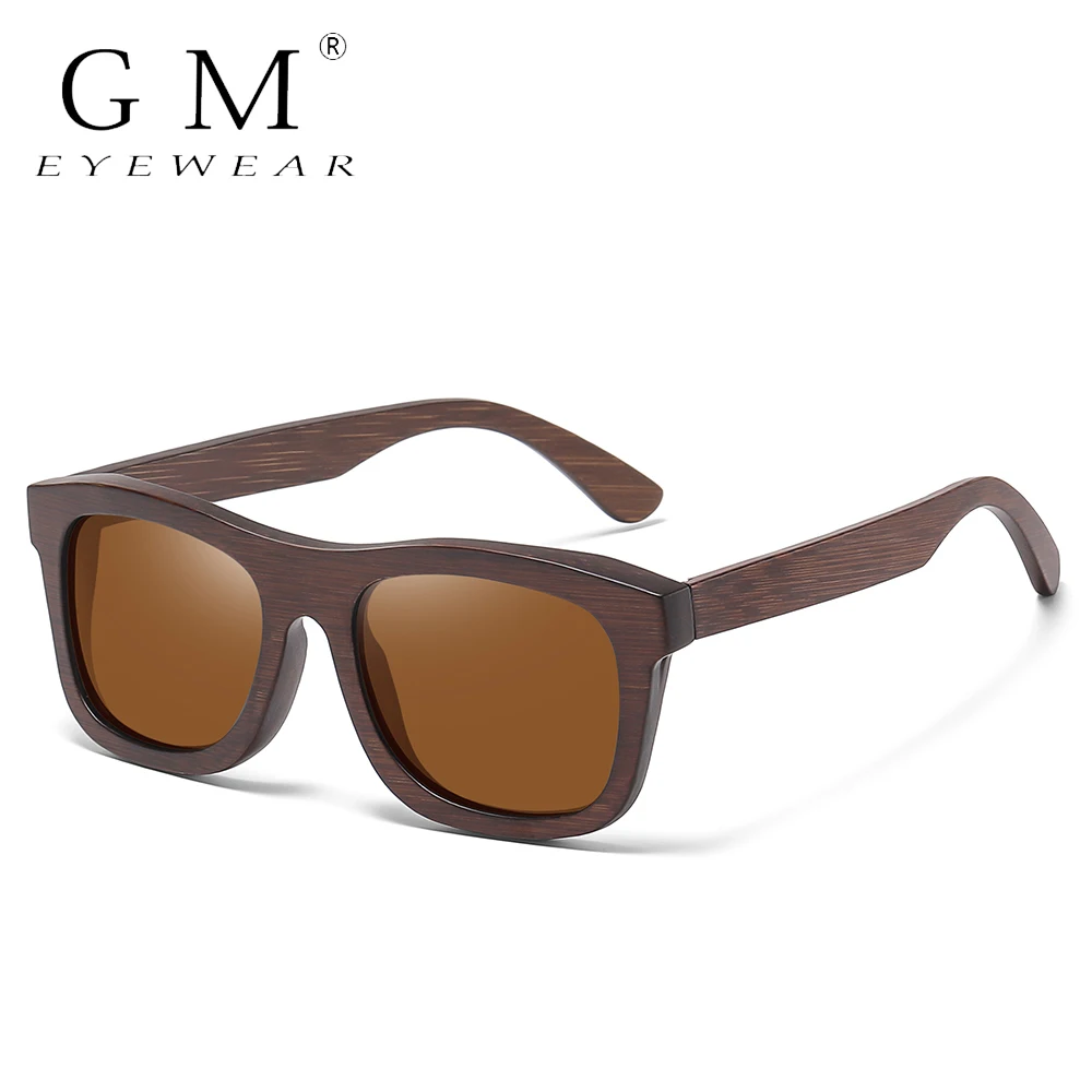 GM Brand Bamboo Sunglasses Polarized handmade natural bamboo wood frame and  custom LOGO degradable Eco-friendly Glasses 1726r