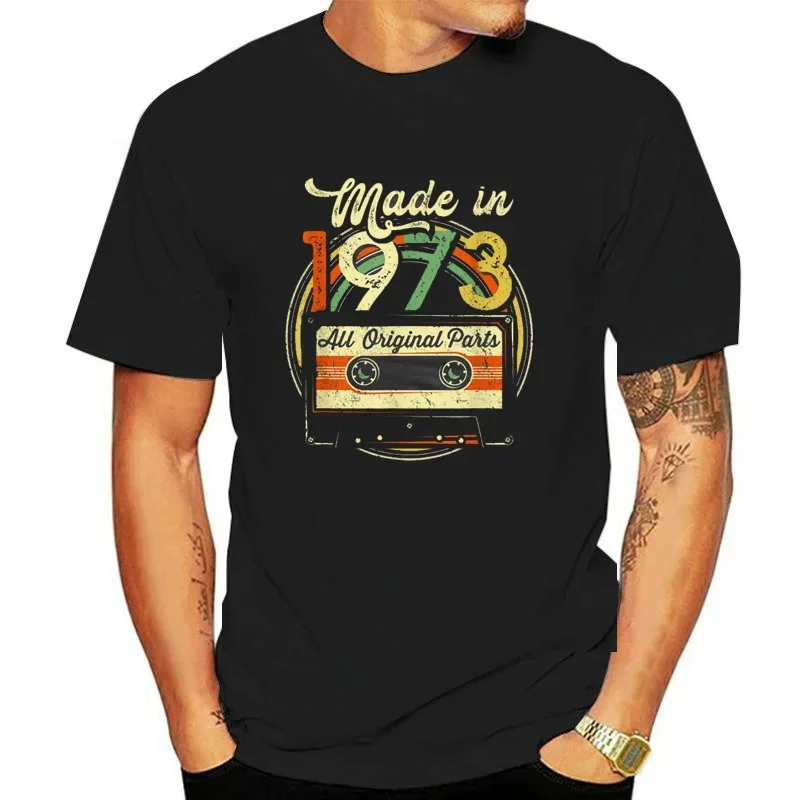 T-Shirt Grappig Gemaakt In 1973 50e Verjaardagscadeaus Cassetteband Vintage T-Shirt Feest Oma Opa Cadeau Zomer T-Shirt Cadeau