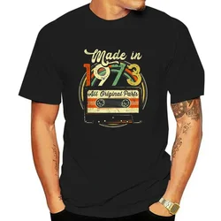 Tee Shirt Funny Made In 1973 50th Birthday Gifts Cassette Tape Vintage T Shirt Party Grandma Grandpa Present Summer T-shirt Gift