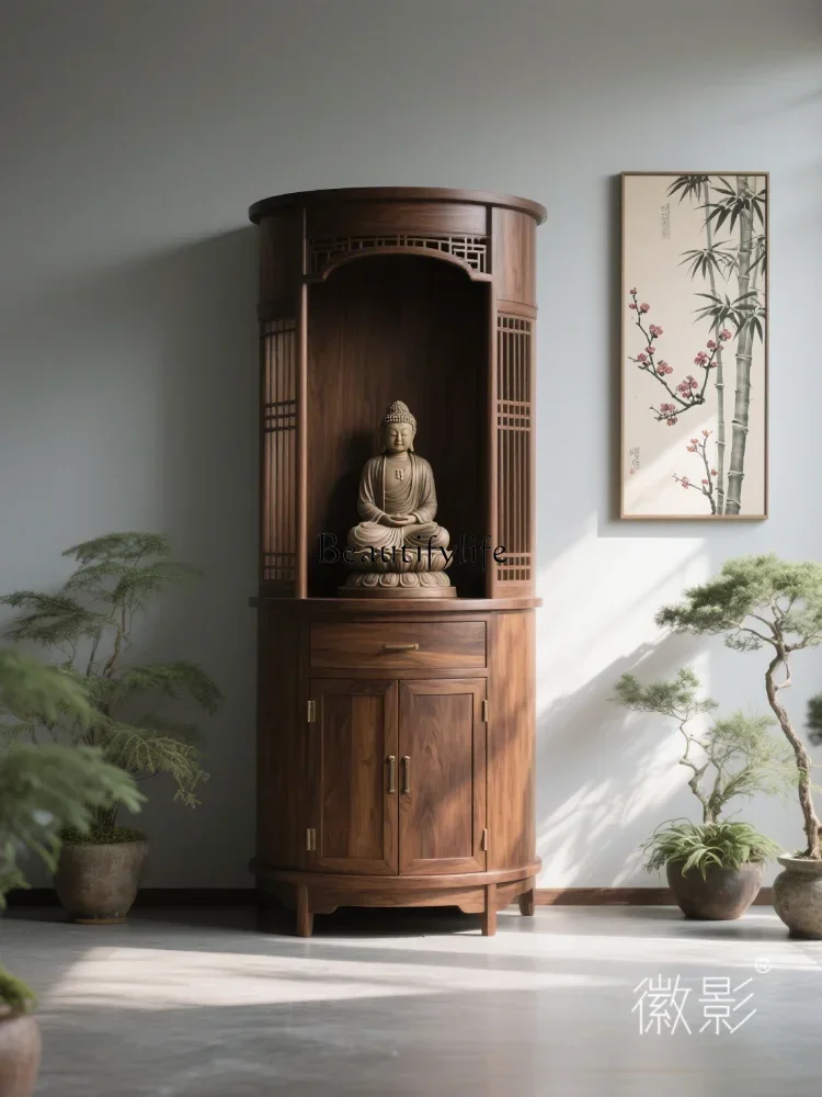 

LXNorth American black walnut casket cabinet household offering table Guanyin Guan Gong incense case shrine offering table