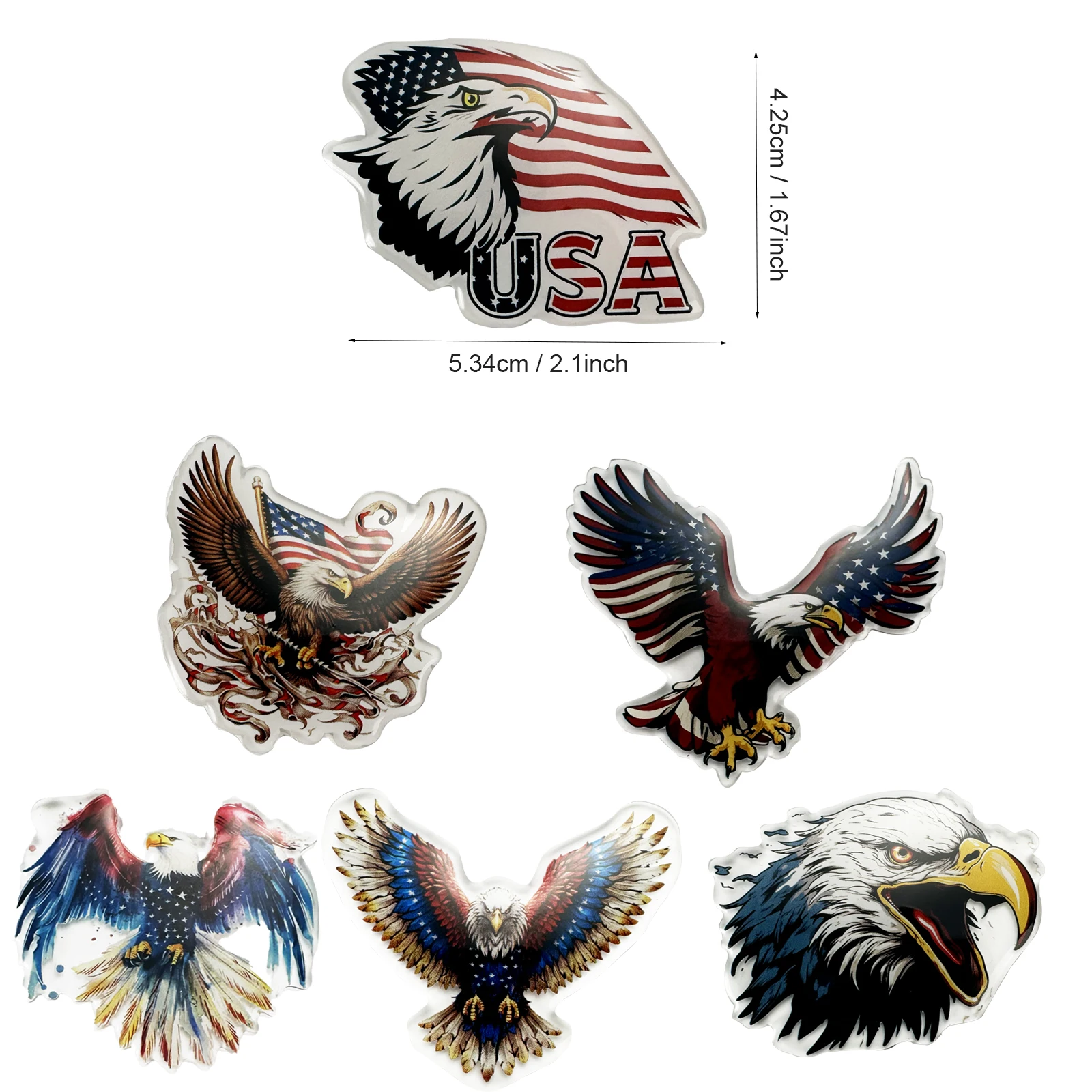 6 Pcs Acrylic Eagle Flag Shaped Fridge Magnets to Decorate Your Home and Kitchen Refrigerator Magnets Locker for Office Decor